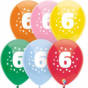 Sac De 8 Ballons Funsational - Chiffre 6 - Party Shop