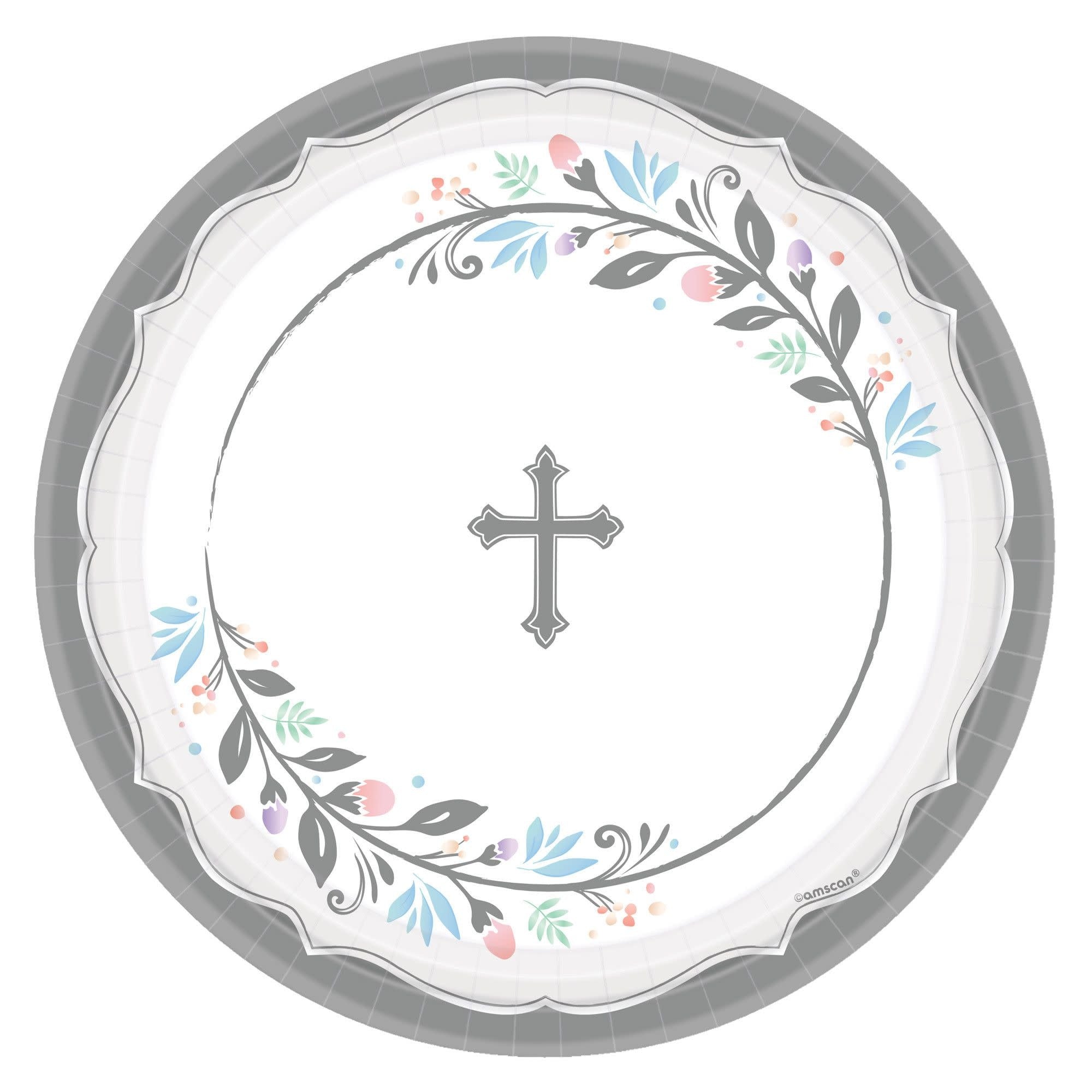 Assiettes 10.5Po (18) - Croix Argent Party Shop