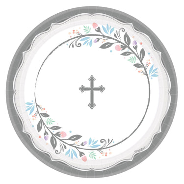 Amscan - Assiettes 10.5Po (18) - Croix Argent - Party Shop