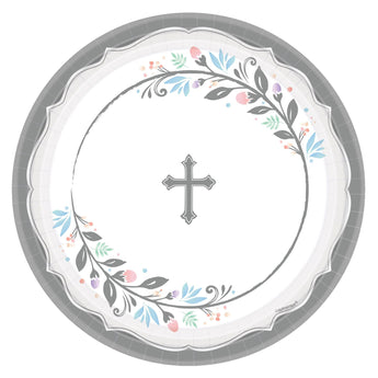 Assiettes 10.5Po (18) - Croix Argent Party Shop