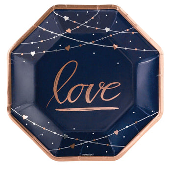 Assiettes 10Po Octogonale (8) - Navy Love - Party Shop