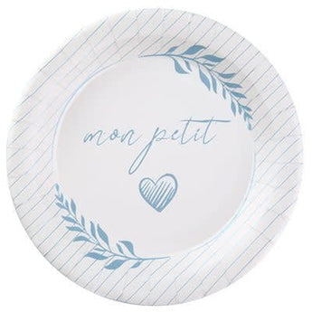 Assiettes 9Po (10) - Baptême Nacré Ciel - Party Shop