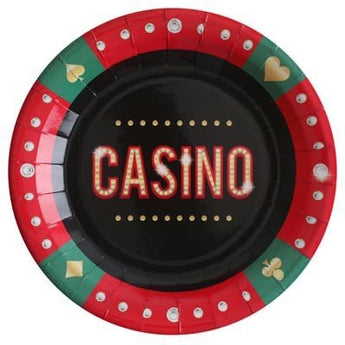 Assiettes 9Po (10) - Casino - Party Shop