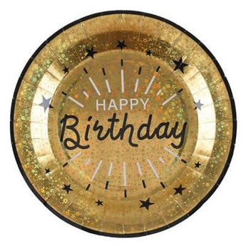 Assiettes 9Po (10) - Happy Birthday Or - Party Shop