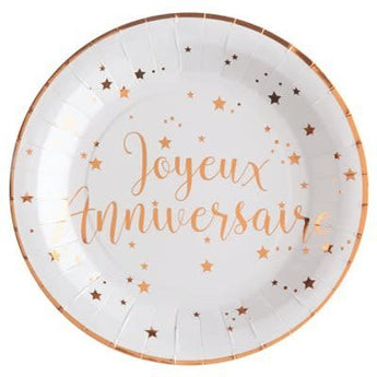 Assiettes 9Po (10) -  Joyeux Anniversaire - Party Shop