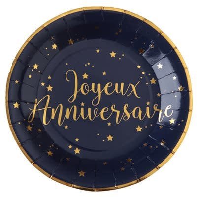 Assiettes 9Po (10) - Joyeux Anniversaire Bleu Party Shop