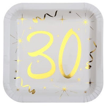 Assiettes 9Po (10) -  Or 30 Ans - Party Shop