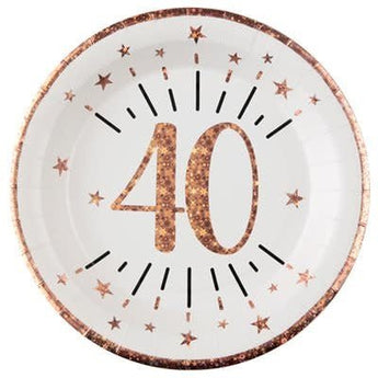 Assiettes 9Po (10) - Rose Gold 40 Ans Party Shop