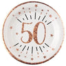 Santex - Assiettes 9Po (10) - Rose Gold 50 Ans - Party Shop