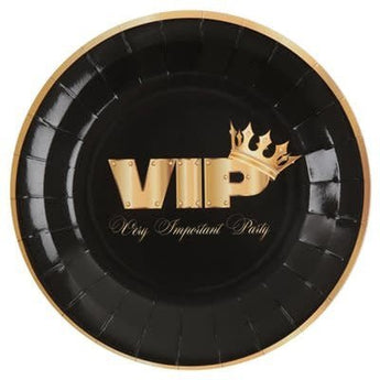 Assiettes 9Po (10) - Vip Noir - Party Shop
