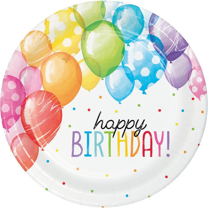 Assiettes 9Po (8) - Ballons Célébration (Happy Birthday)Party Shop