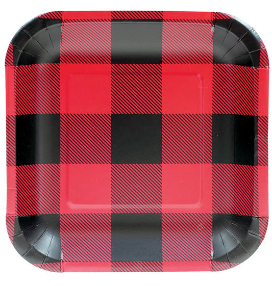 HAVERCAMP - Assiettes 9Po (8) - Motif À Carreau Style Bûcheron - Party Shop