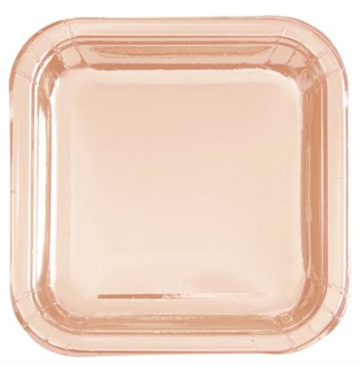 Assiettes en carton Carré 7Po (8) - Rose Gold Party Shop