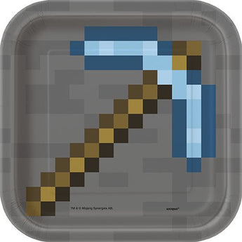 Assiettes Carrés 7Po (8) - Pixel (Minecraft) - Party Shop