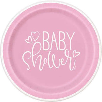 Assiettes En Carton 9Po (8) Baby Shower Rose Party Shop