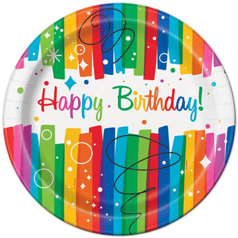 Assiettes En Carton 9Po (8) - Happy Birthday Arc - En - Ciel Party Shop
