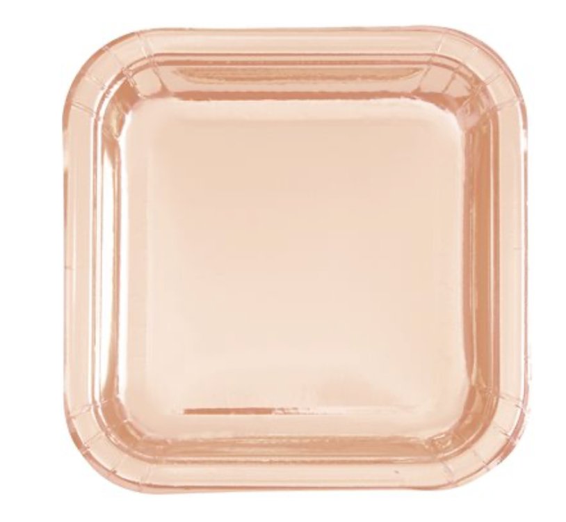 Assiettes En Carton Carré 9Po (8) - Rose Gold Party Shop