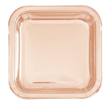 Assiettes En Carton Carré 9Po (8) - Rose Gold Party Shop