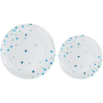 Assiettes En Plastique (10 X 10.5Po 10 X 7.5Po) - Pois Bleu Robbin Egg Party Shop