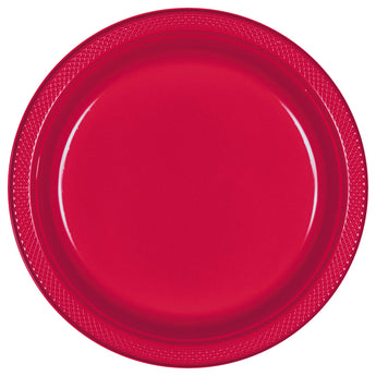 Assiettes En Plastique 10Po (20) - Rouge Party Shop