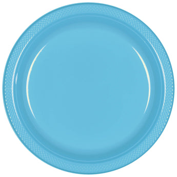 Assiettes En Plastique 9Po (20) - Bleu Caraibe Party Shop