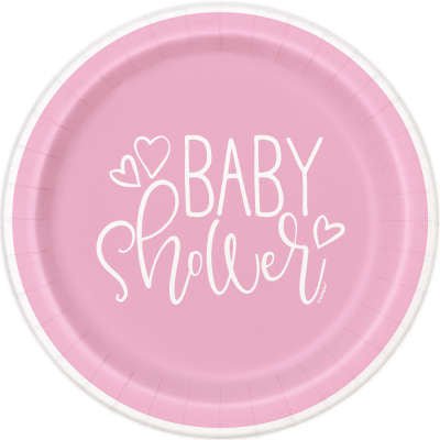 Assiettes Rondes 7Po (8) - Baby Shower Rose Party Shop