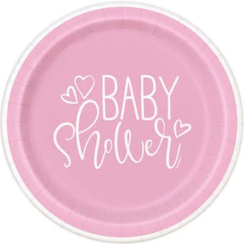 Assiettes Rondes 7Po (8) - Baby Shower Rose Party Shop