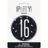 Unique - Badge D'Anniversaire Noir Et Argent - 16 Ans - Party Shop