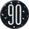 Unique - Badge D'Anniversaire Noir Et Argent - 90 Ans - Party Shop
