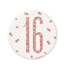Unique - Badge D'Anniversaire Rose Et Blanc - 16 Ans - Party Shop