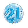Qualatex - Ballon Bubble - 21 Ans Bleu - Party Shop