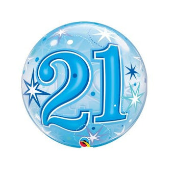 Ballon Bubble - 21 Ans Bleu - Party Shop