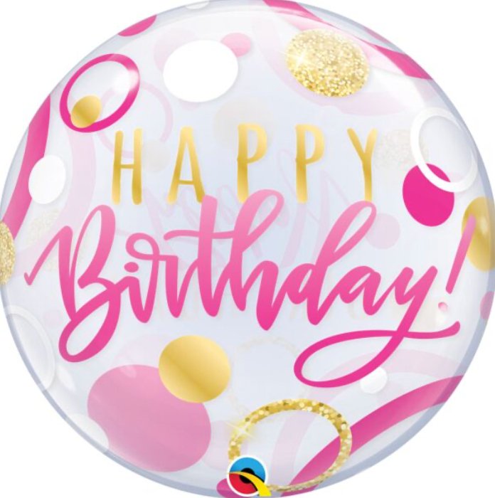Ballon Bubble - Happy Birthday Rose & Or - Party Shop