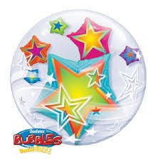 Ballon Bubbles Doublé - Multi Étoiles - Party Shop