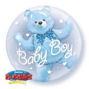 Ballon Double Bubble Ourson ''Baby Boy'' Bleu Party Shop