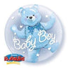 Qualatex - Ballon Double Bubble Ourson ''Baby Boy'' Bleu - Party Shop