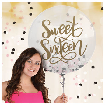 Ballon Latex 24Po Avec Confettis - Sweet 16Party Shop