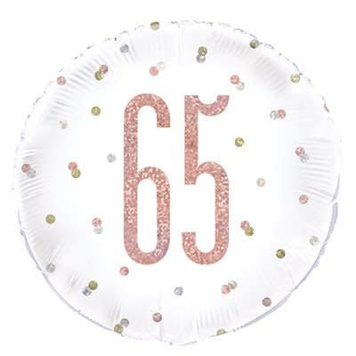 Ballon Mylar 18 Po - 65 Ans Rose Et Or Party Shop