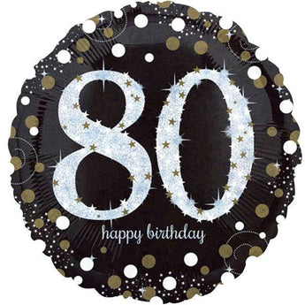 Ballon Mylar 18 Po - 80 Ans Noir Et OrParty Shop