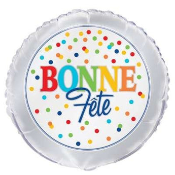Ballon Mylar 18 Po - "Bonne Fête" Pois Multicolore - Party Shop