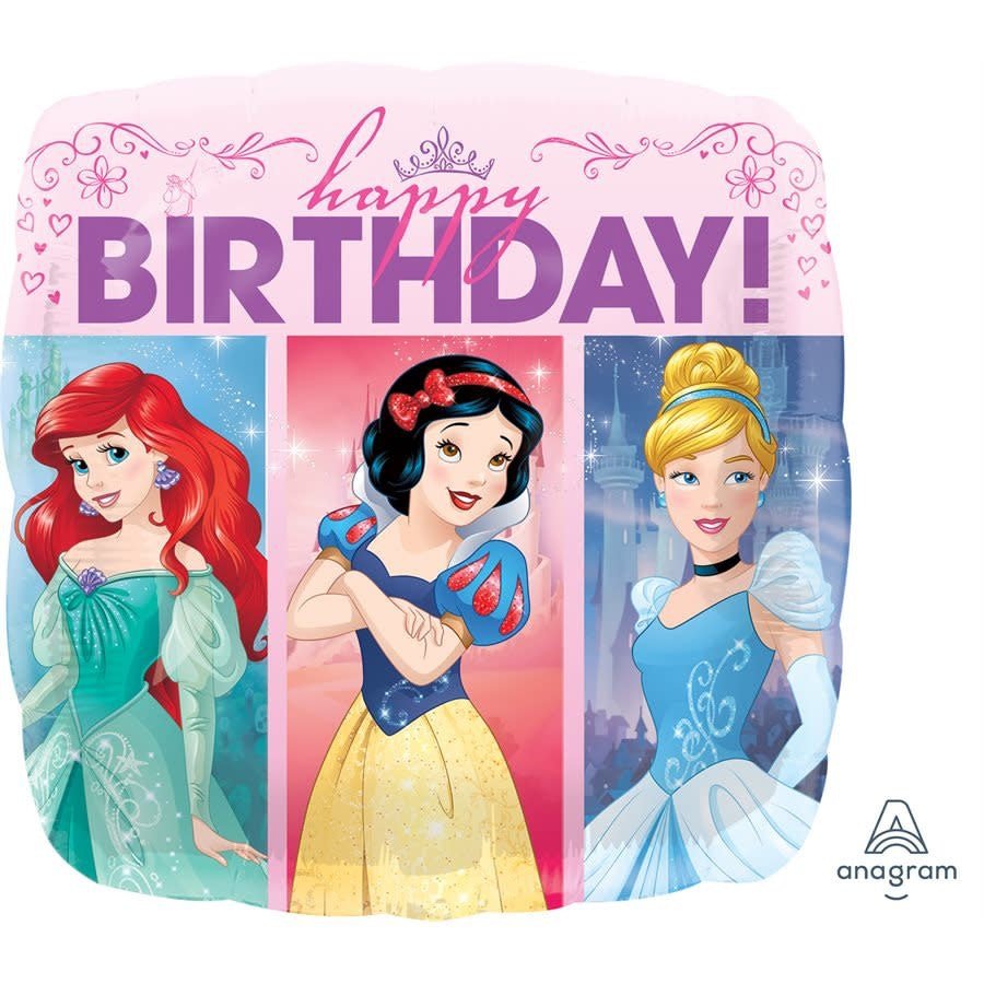 Ballon Mylar 18 Po - Happy Birthday Princesses Disney Party Shop