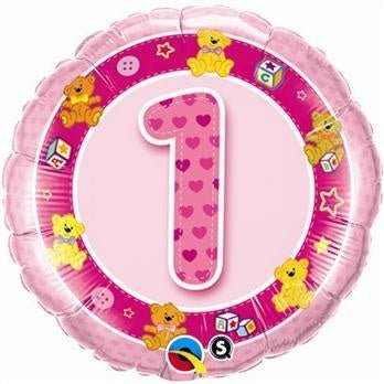 Ballon Mylar 18Po - 1 An Rose Oursons Party Shop