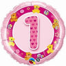 Qualatex - Ballon Mylar 18Po - 1 An Rose Oursons - Party Shop