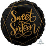 Anagram - Ballon Mylar 18Po - 16 Ans Noir Et Or (Sweet Sixteen) - Party Shop