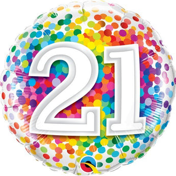 Ballon Mylar 18Po - 21 Ans Confetti Party Shop