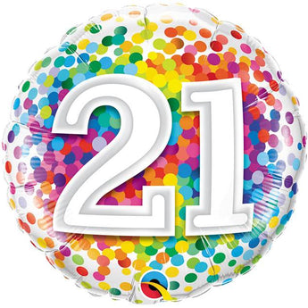 Ballon Mylar 18Po - 21 Ans Confetti Party Shop