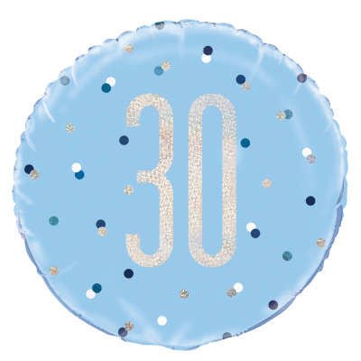 Ballon Mylar 18Po - 30 Ans Bleu Et Argent Party Shop