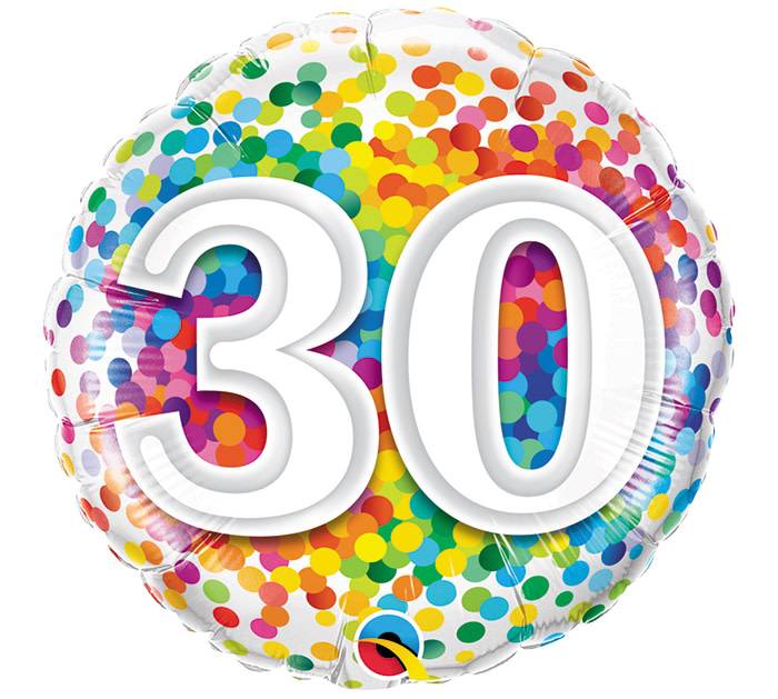 Ballon Mylar 18Po - 30 Ans Confetti Party Shop