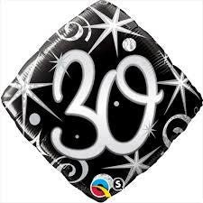 Ballon Mylar 18Po - 30 Ans Forme De Losange Party Shop