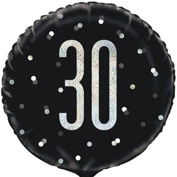 Ballon Mylar 18Po - 30 Ans Noir & Argent Party Shop